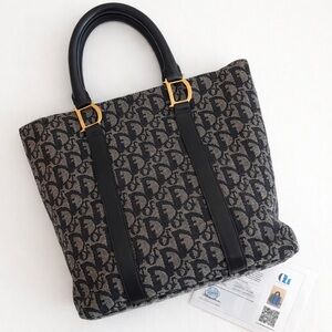 Dior • Diorissimo Trotter Canvas Tote in Navy/Navy Leather